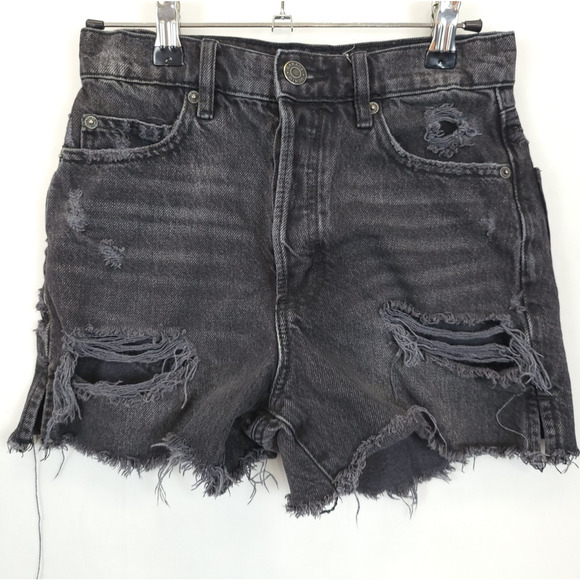 Garage Pants - Garage Denim Shorts Cut Off Distress Button Fly Women 00 / 23 Black Hot Pants